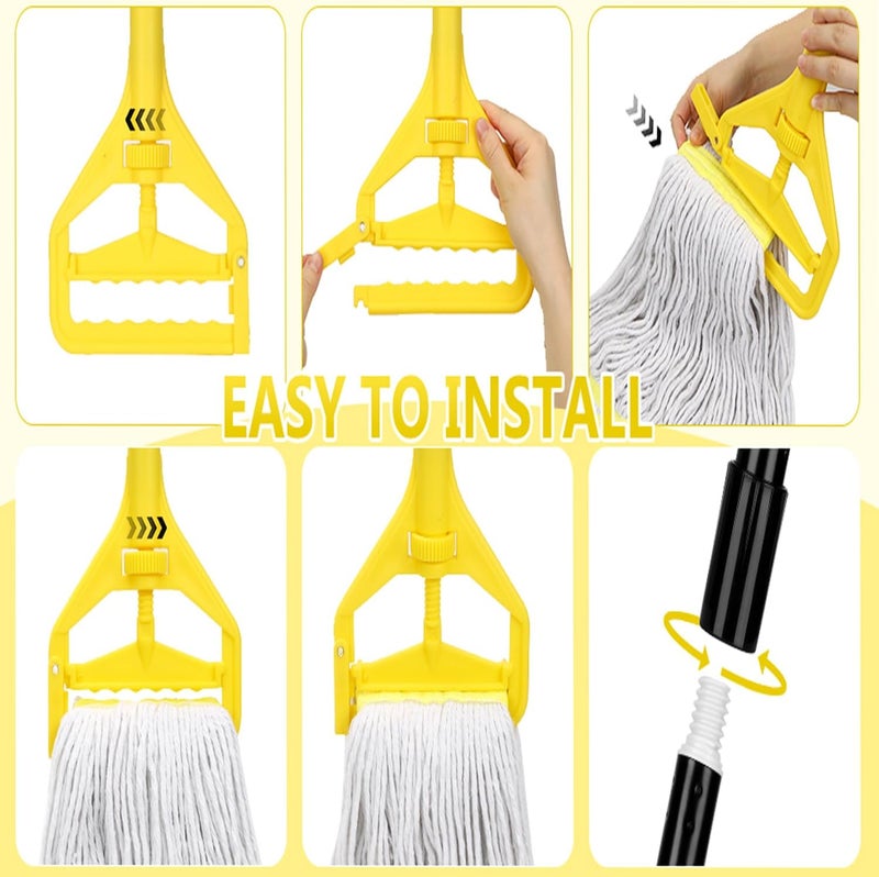 VOUBIEN Commercial Mop Handle Heavy Duty,58" Industrial Mop Stick,Wet Mops Head Replacement Holder for Professional/Industrial Floor Cleaning, Yellow - Image 4